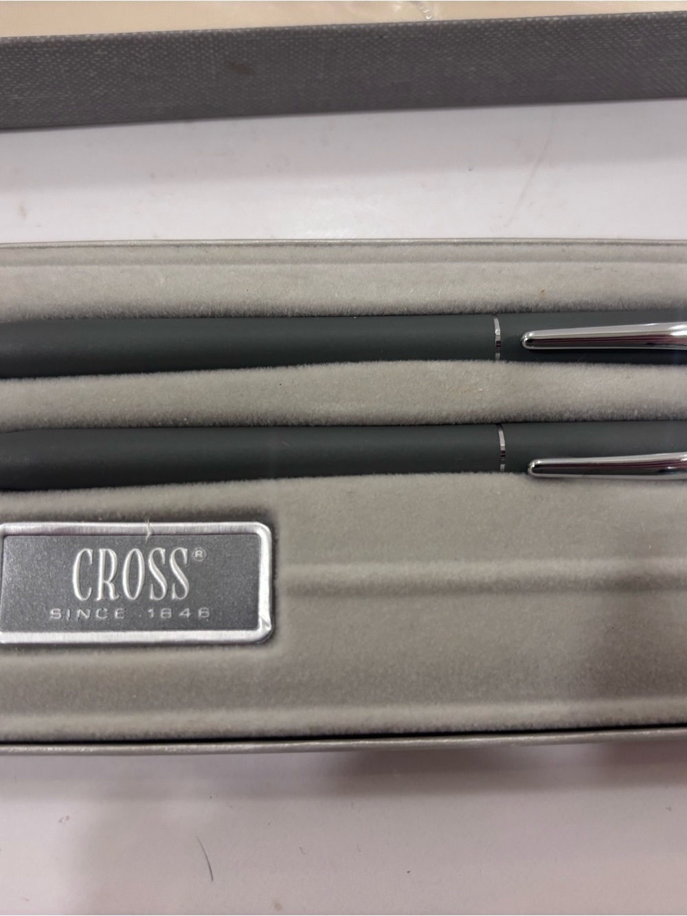Cross 2101 Gray Ballpoint Pen & Mechanical Pencil Set with Original Box - Picture 4 of 4